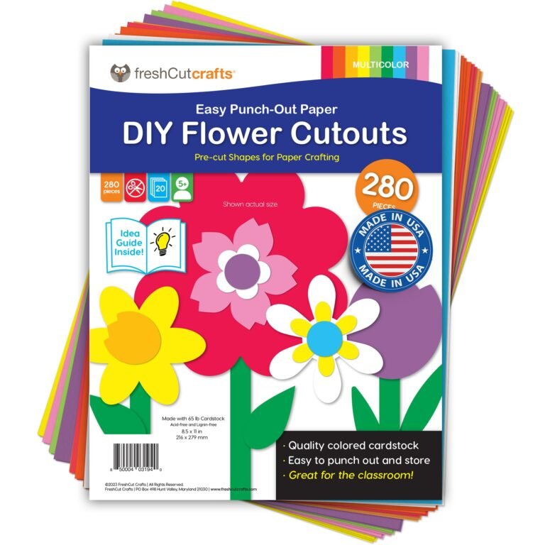 DIY flower cutout paper with 280 pieces, multicolor, and pre-cut flower shapes